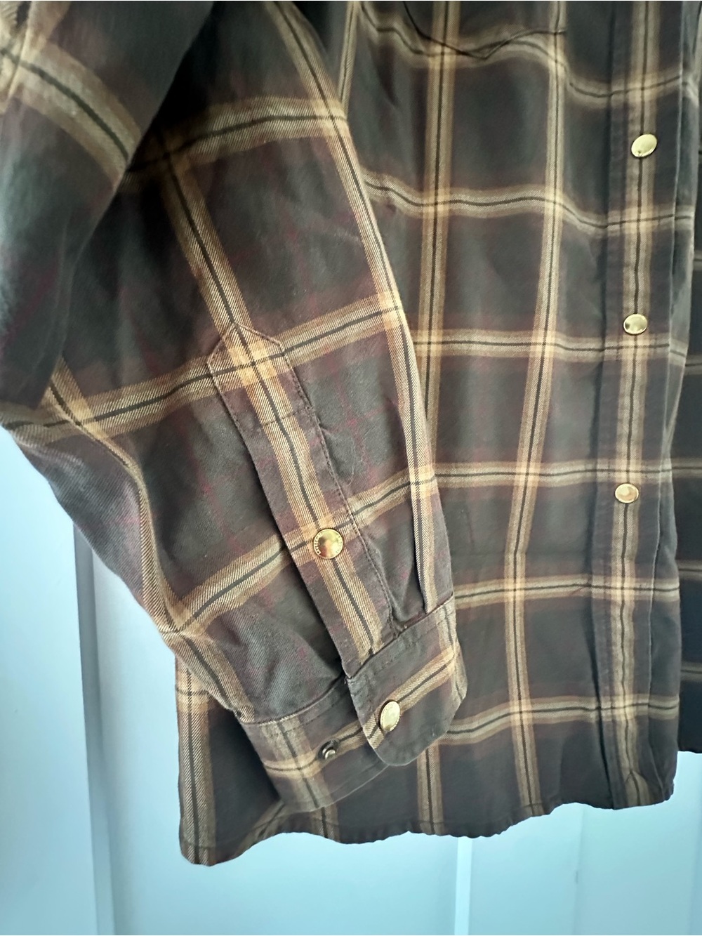 Vintage Gold snap Ralph Lauren Plaid Button-Down - Picture 5 of 8